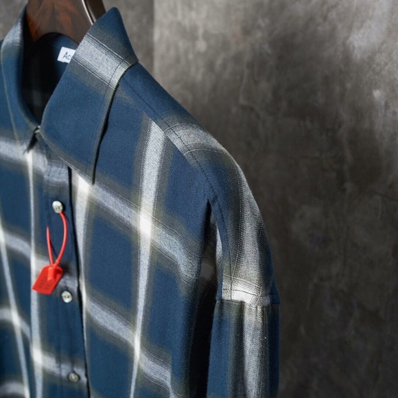 Acne Navy and White Plaid Men's Shirt - Picture 8 of 8